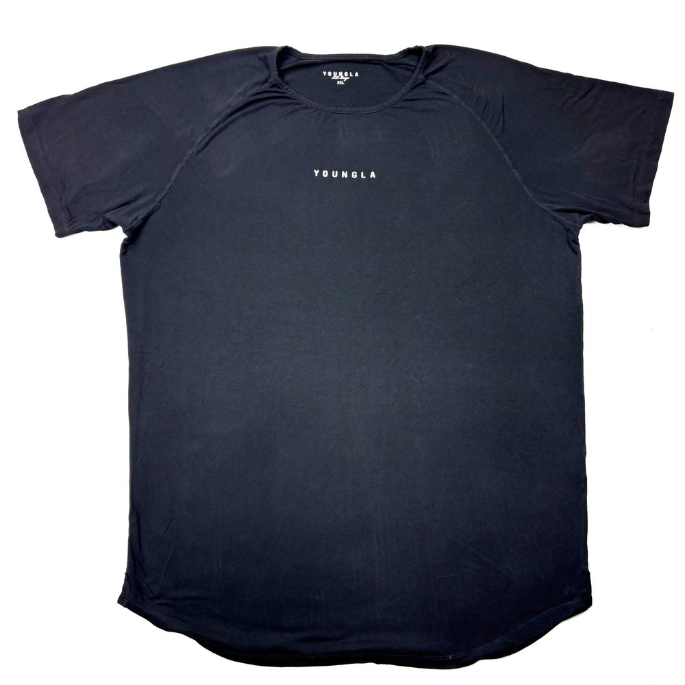 YoungLA 403 Raglan T-Shirt Black XXL Curved Hem Gym Training Tee YLA2218